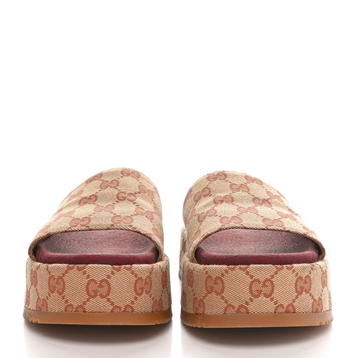 Canvas GG Monogram Angelina Platform Slide Sandals 39.5 Beige Ruggine