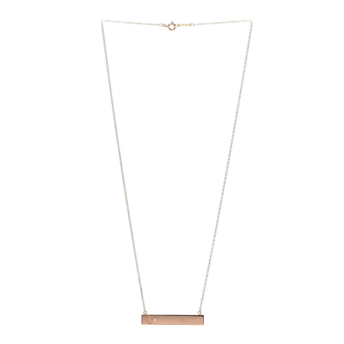 18K Rose Gold Diamond Paloma Picasso Loving Heart Bar Pendant Necklace