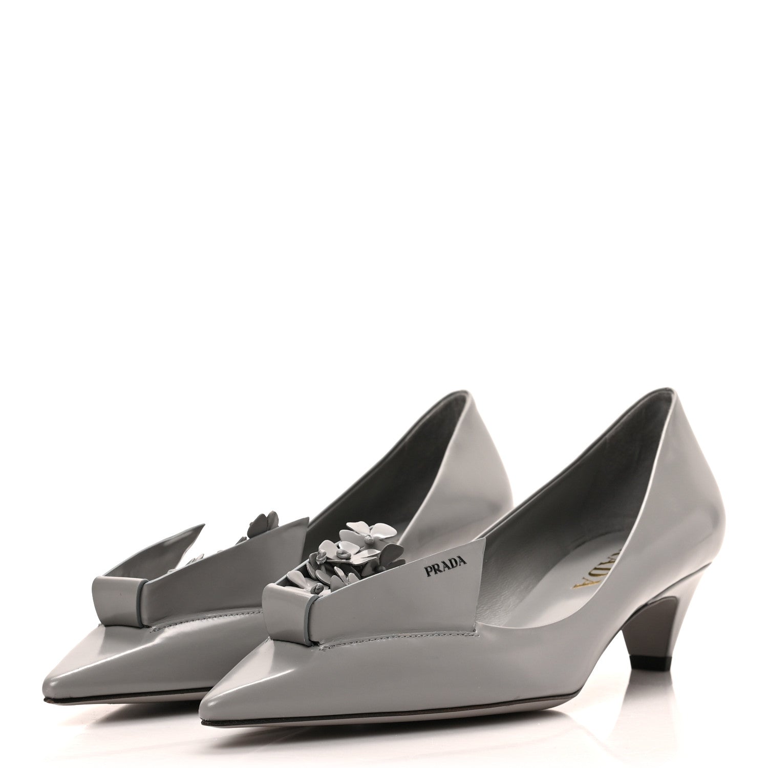 Prada Spazzolato Bouquet Pointed Toe 45mm Pumps 38 Grey 2 of 7
