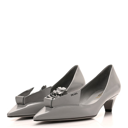 Prada Spazzolato Bouquet Pointed Toe 45mm Pumps 38 Grey 2 of 7