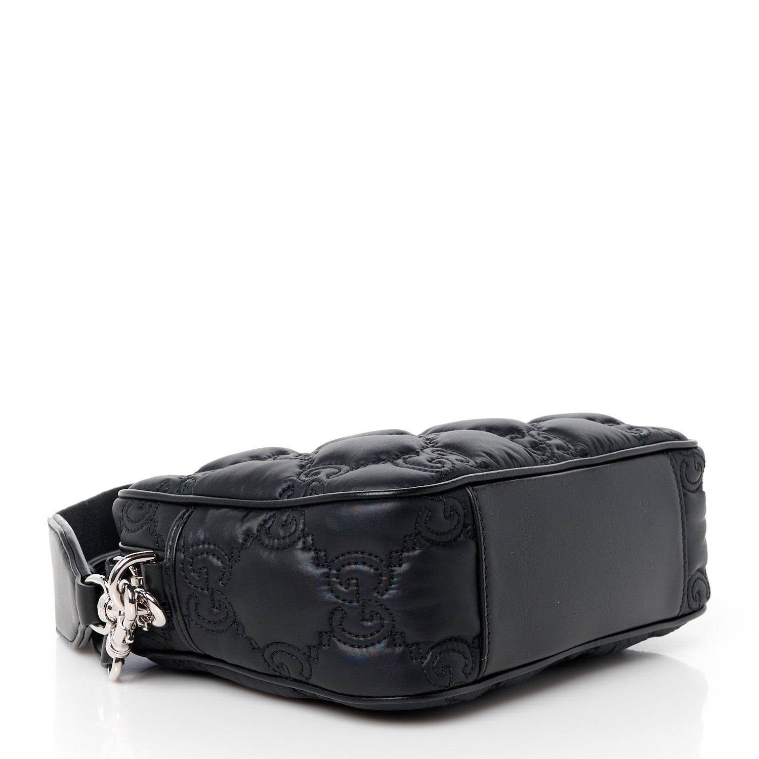 Gucci Nylon Calfskin Enamel GG Matelasse Shoulder Bag Black 4 of 10