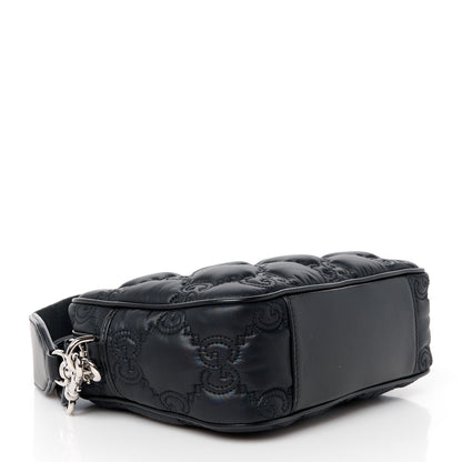 Gucci Nylon Calfskin Enamel GG Matelasse Shoulder Bag Black 4 of 10