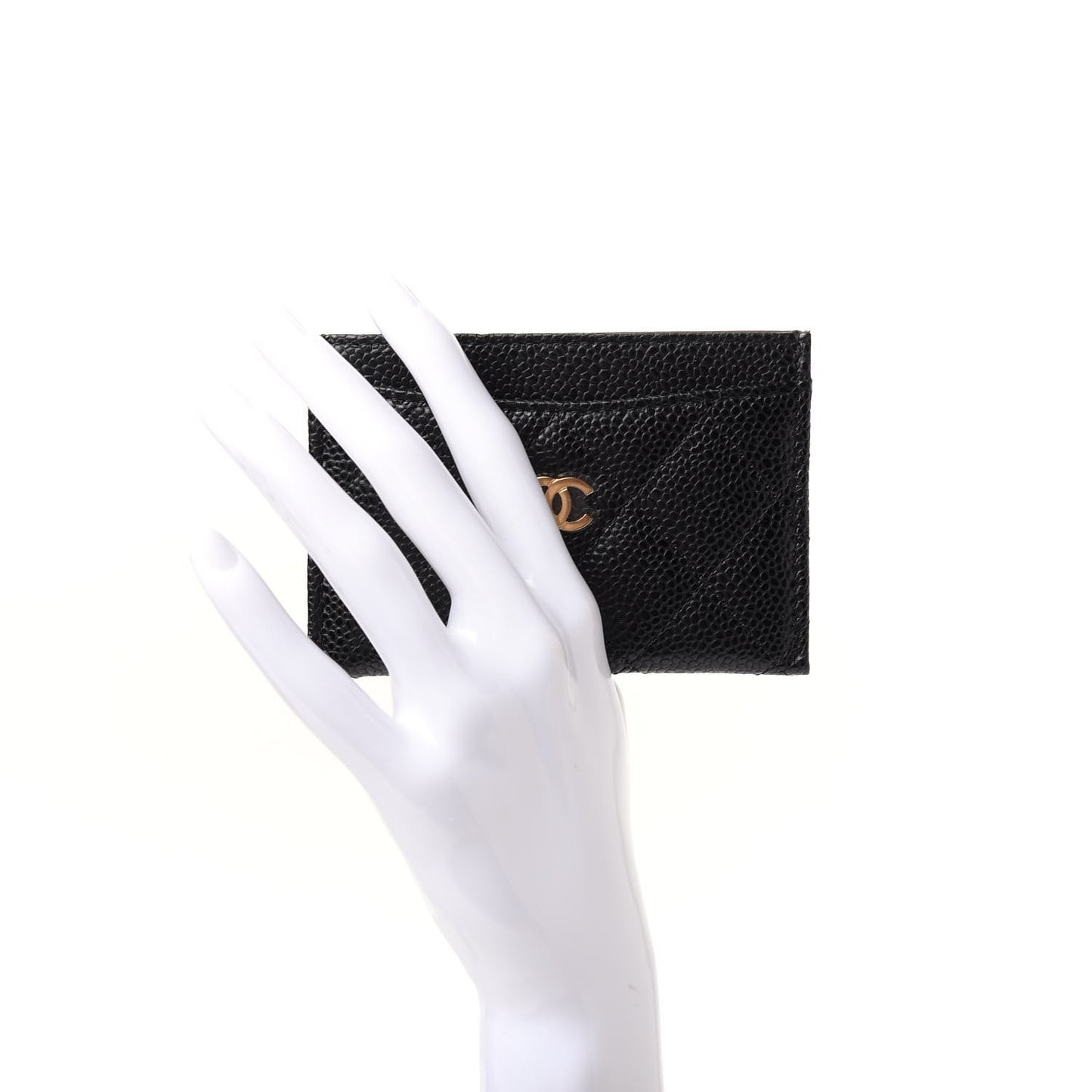 Caviar Quilted Card Holder Black