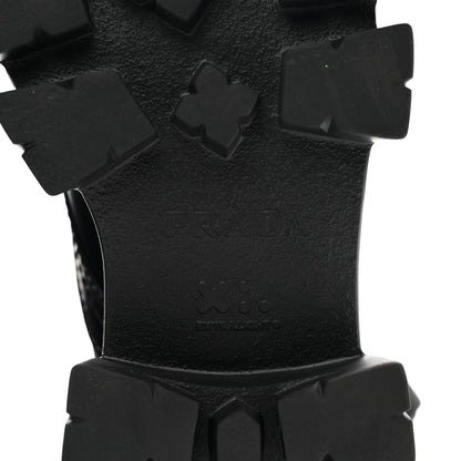 Prada Spazzolato Rois Re-Nylon Metal Triangle Logo Mens Monolith Pouch Pocket 60mm Combat Boots 7.5 Black 6 of 9