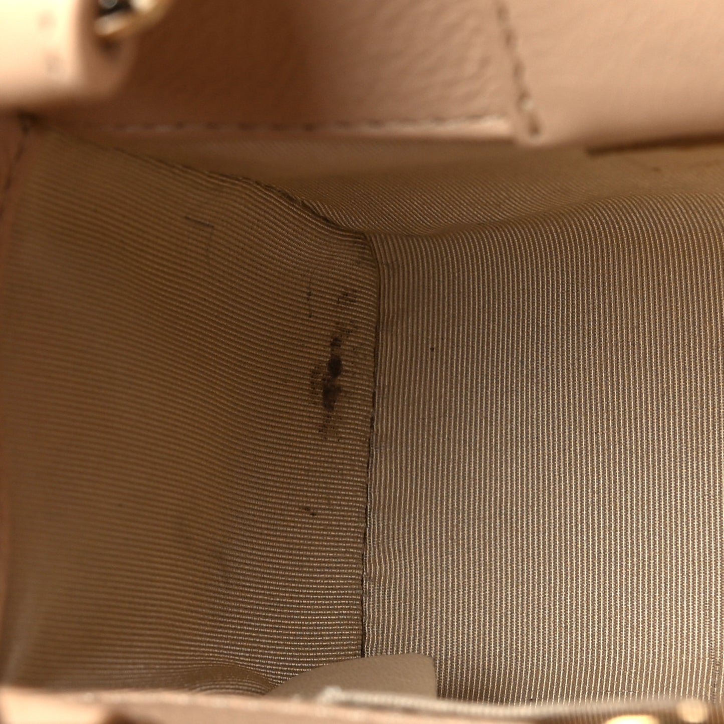 Grained Calfskin Stitched Mini Label Click Shopper Tote Beige