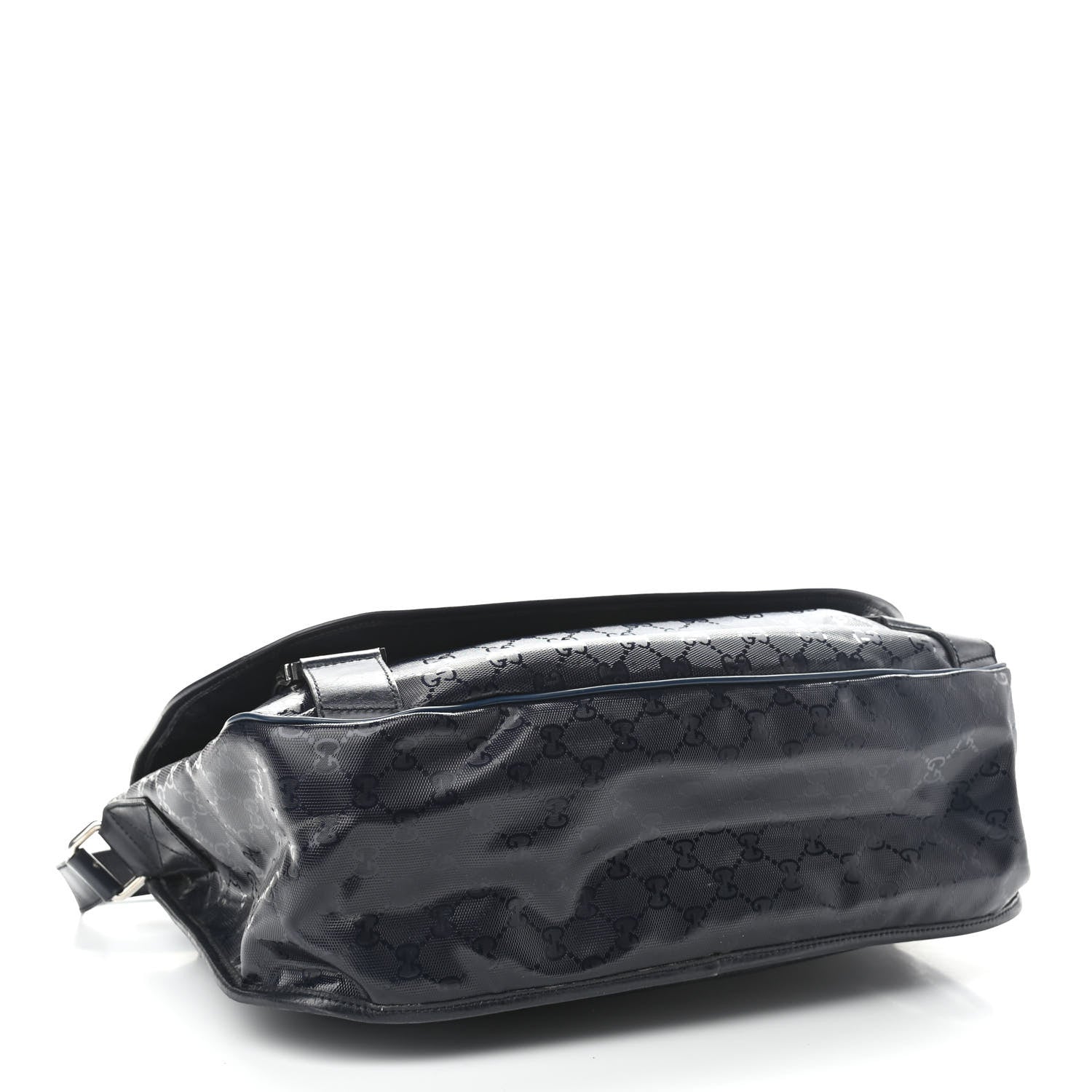 Gucci Imprime Monogram Large Double Buckle Flap Messenger Bag Black 3 of 11
