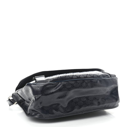 Gucci Imprime Monogram Large Double Buckle Flap Messenger Bag Black 3 of 11