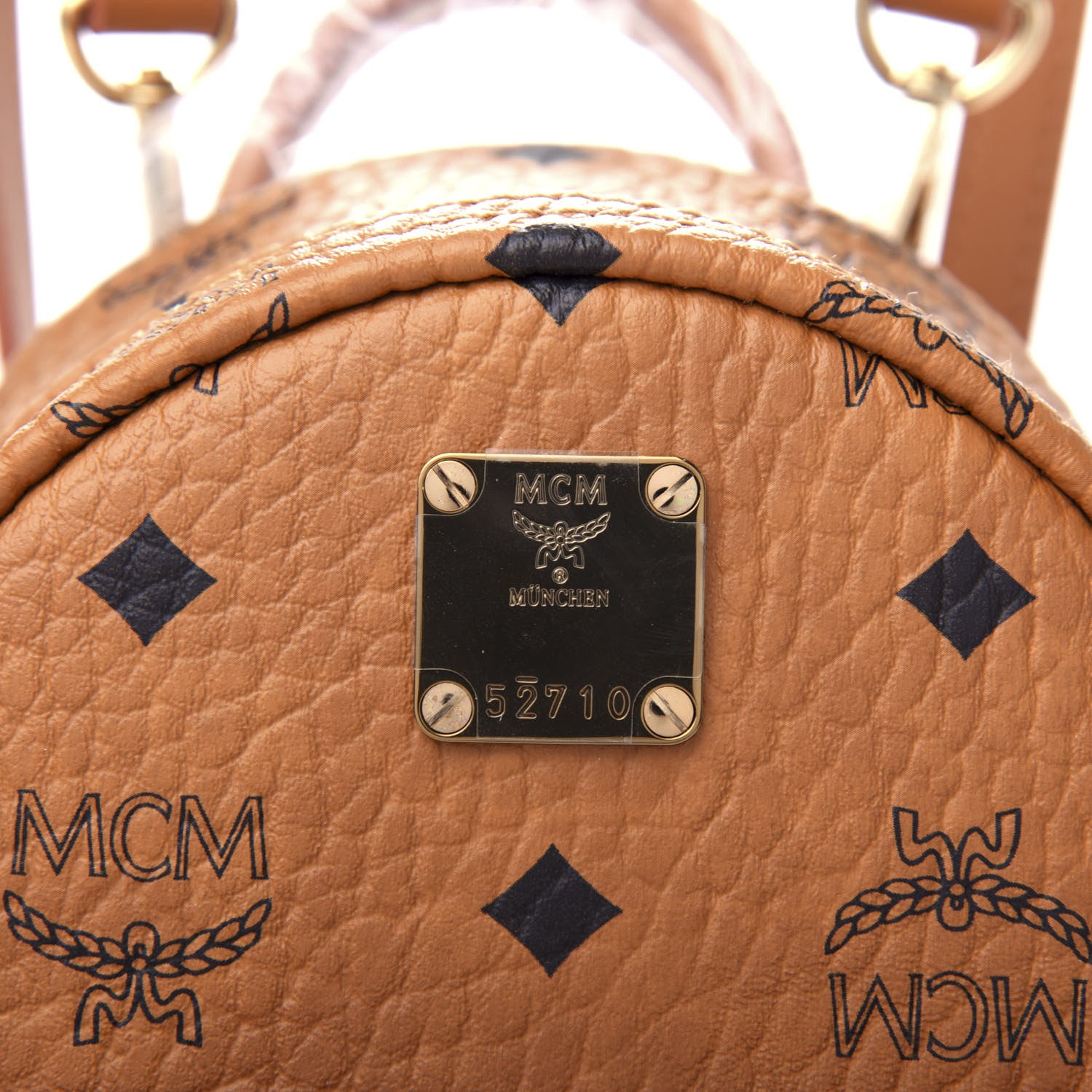 MCM Visetos Side Stud X-Mini Stark Backpack Cognac 7 of 8