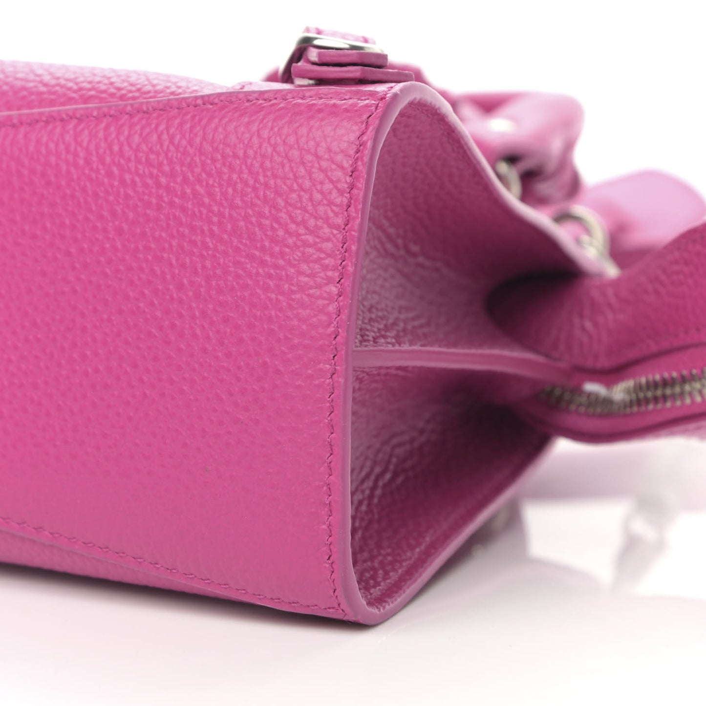 Grained Calfskin Neo Classic Silver Hardware Mini City Fuchsia