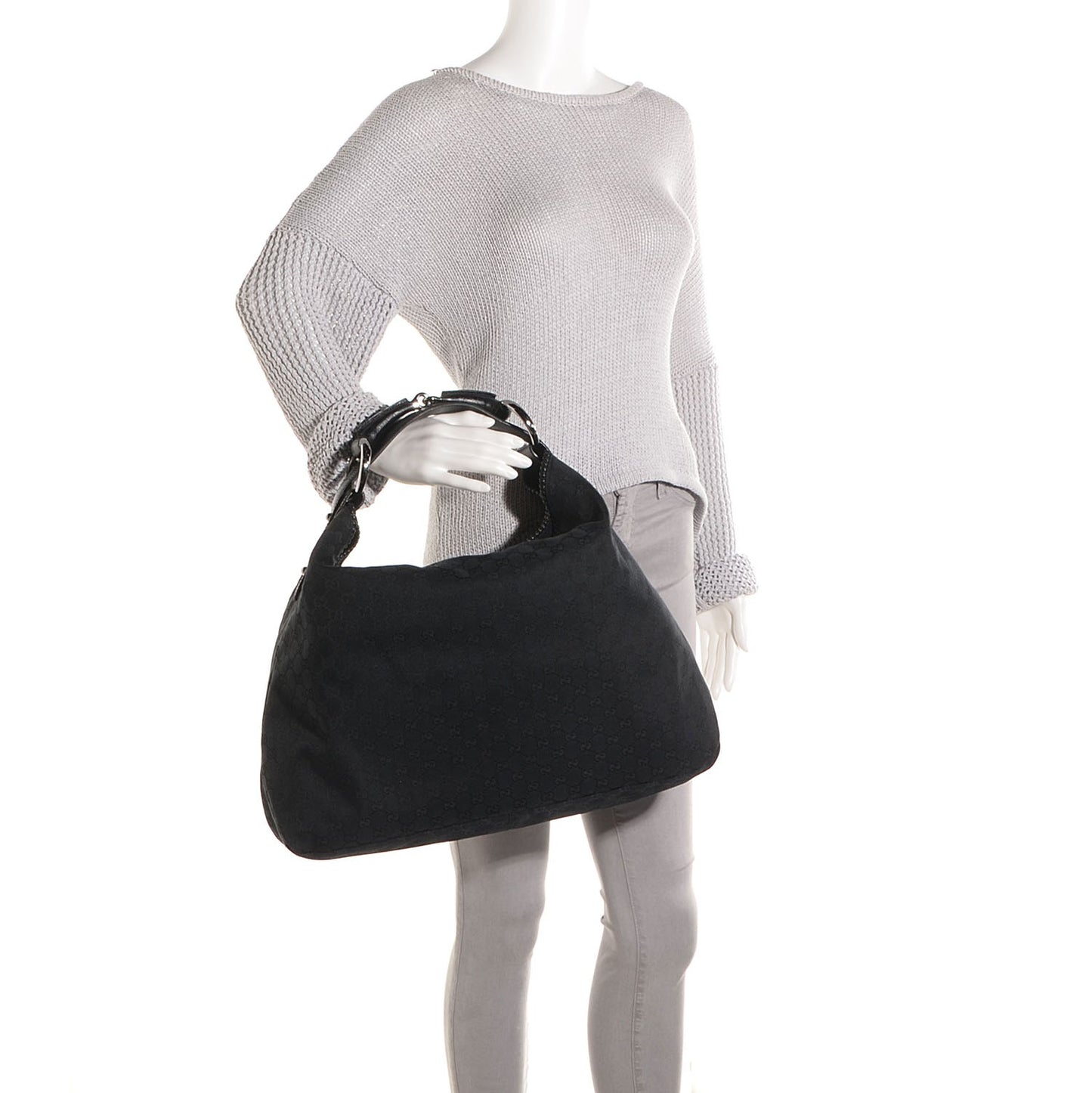 Monogram Large Horsebit Chain Hobo Black