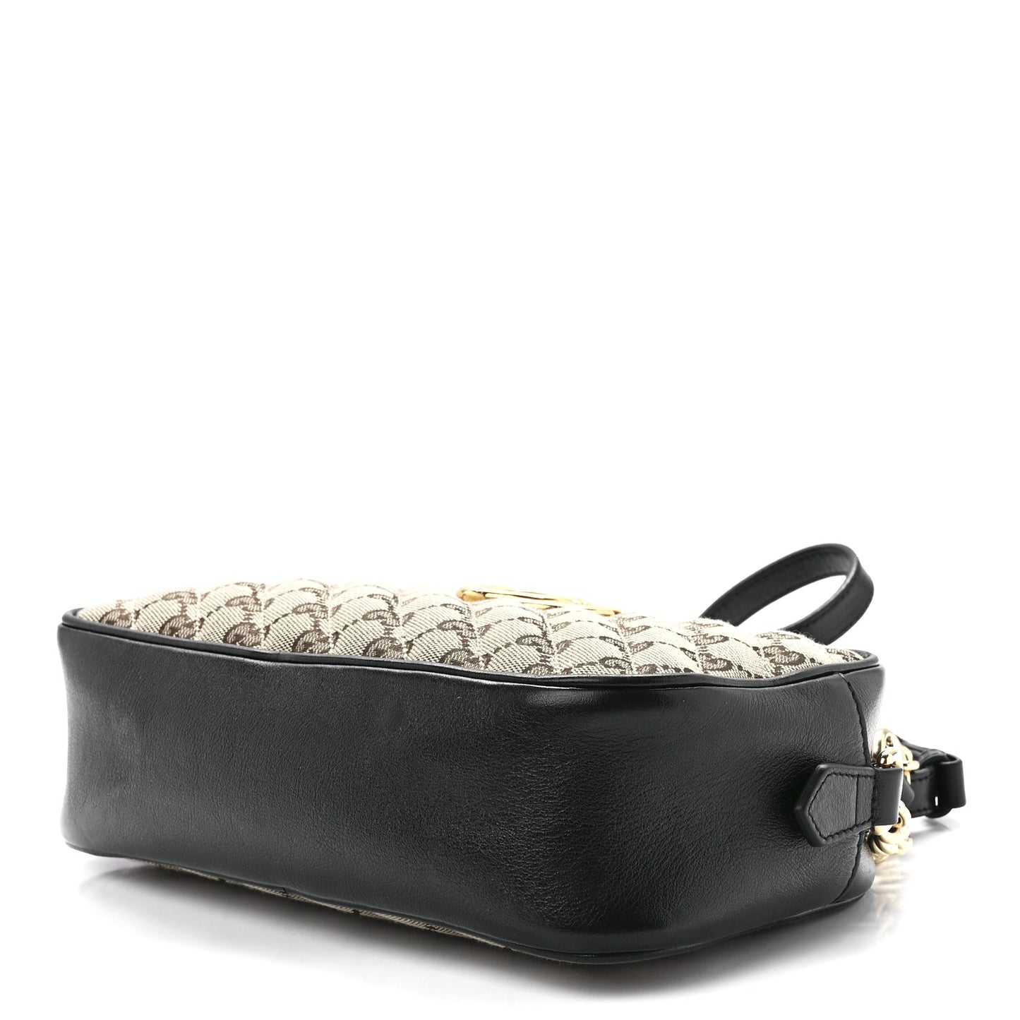 Monogram Matelasse Diagonal Small GG Marmont Chain Shoulder Bag Beige Black