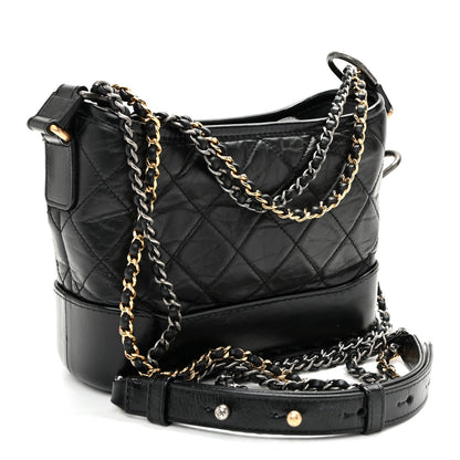 Chanel Aged Calfskin Quilted Small Gabrielle Hobo Black 3 of 12