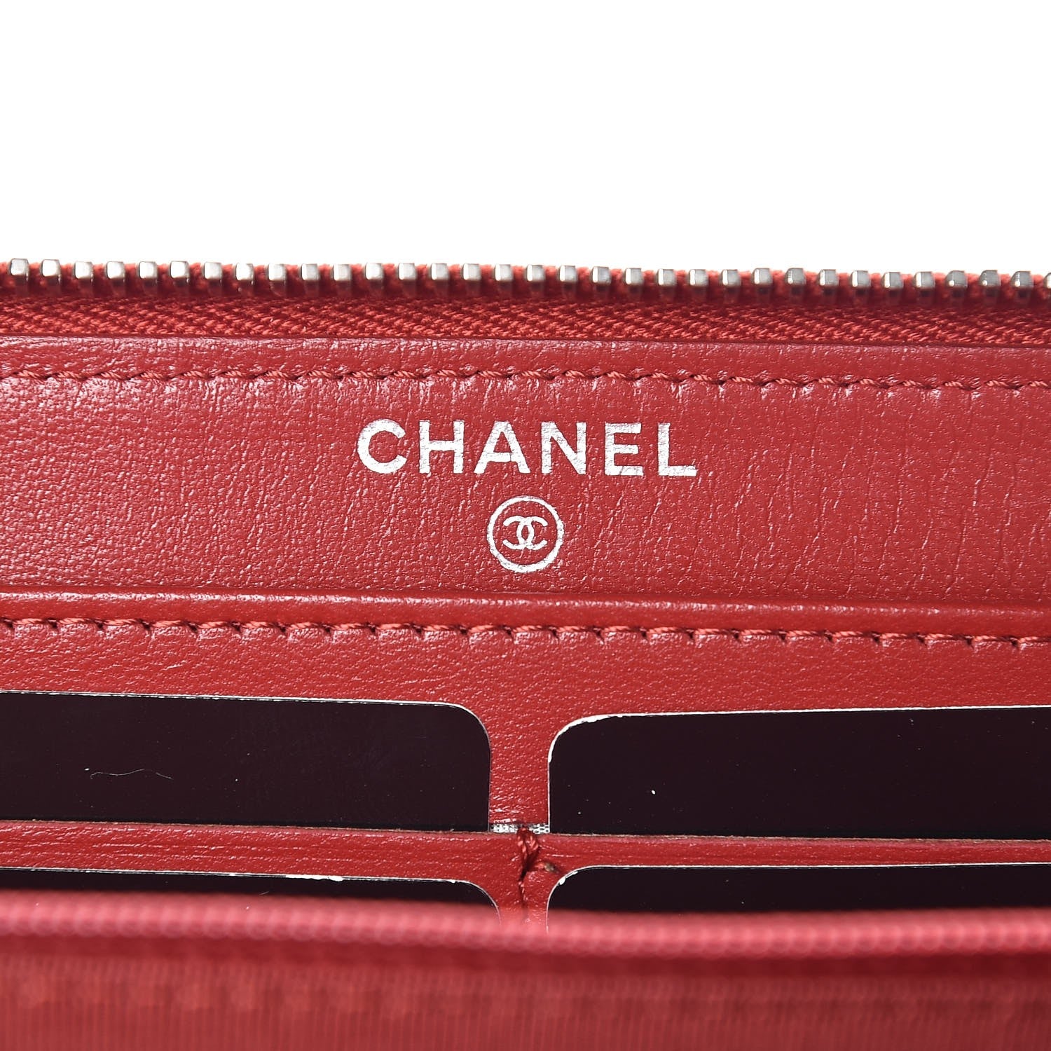 Chanel Lambskin Quilted Large Gusset Zip Around Wallet Red 6 of 9