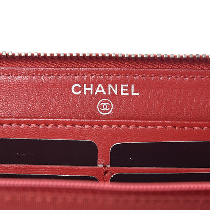Chanel Lambskin Quilted Large Gusset Zip Around Wallet Red 6 of 9