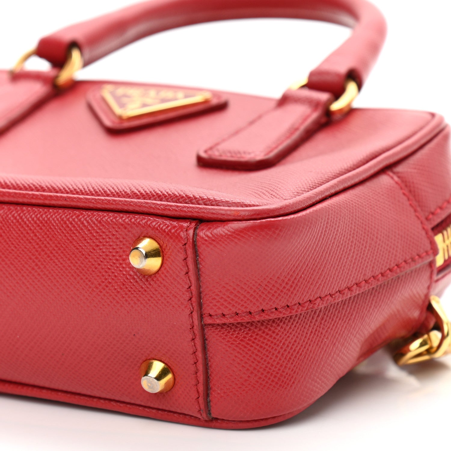 Prada Saffiano Lux Mini Top Handle Crossbody Bag Fuoco 9 of 13