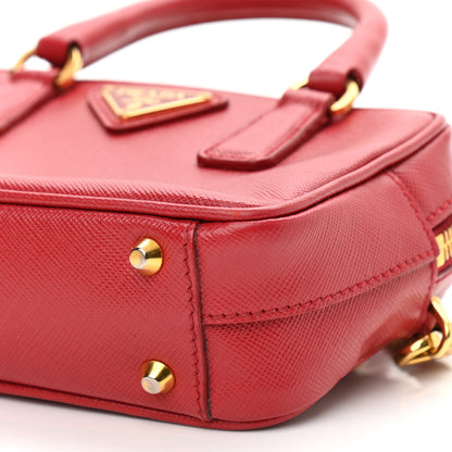 Prada Saffiano Lux Mini Top Handle Crossbody Bag Fuoco 9 of 13