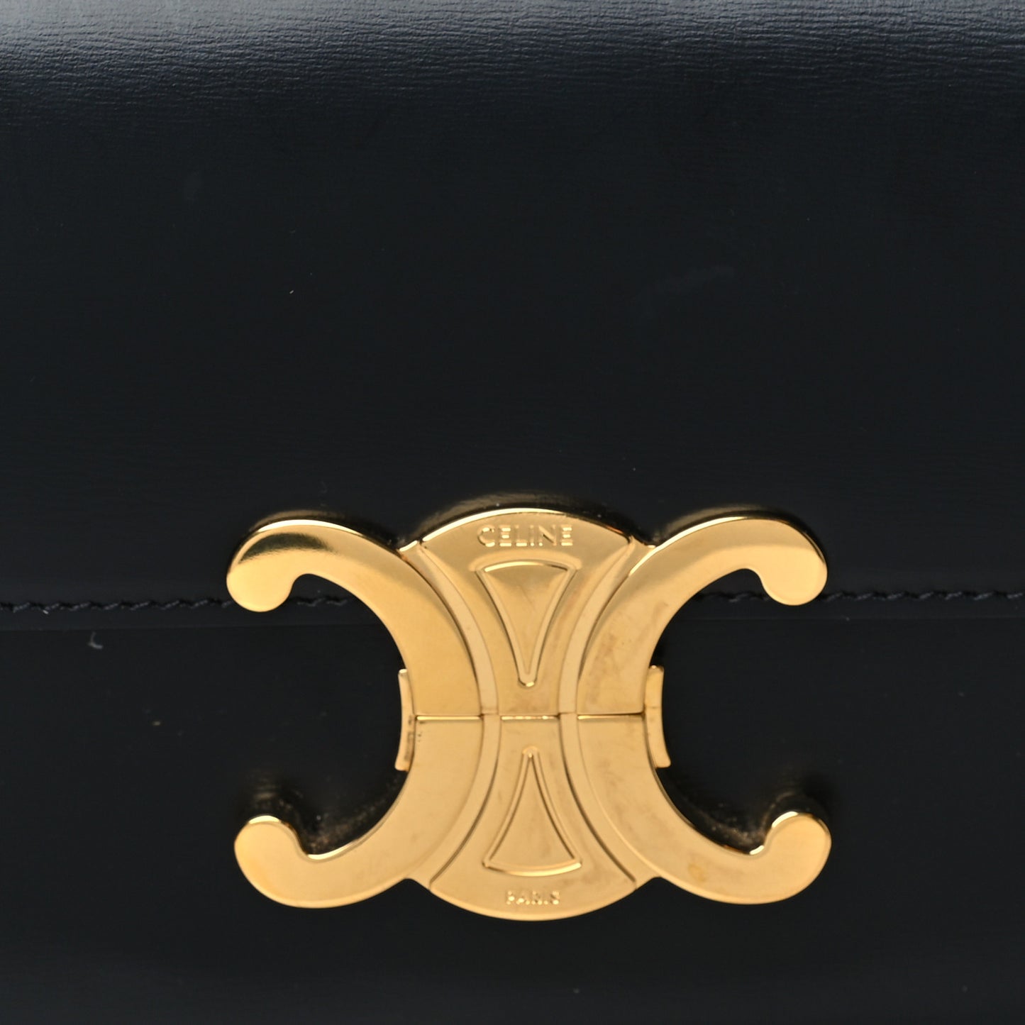 Shiny Calfskin Triomphe Shoulder Bag Black