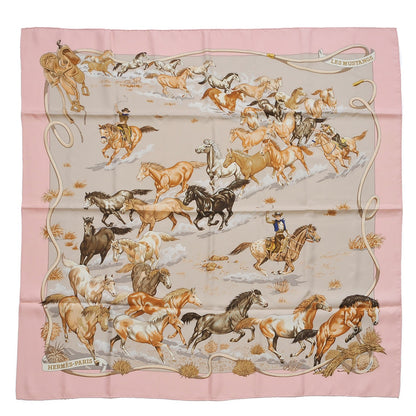 Hermes Silk Les Mustangs Scarf 90 1 of 7