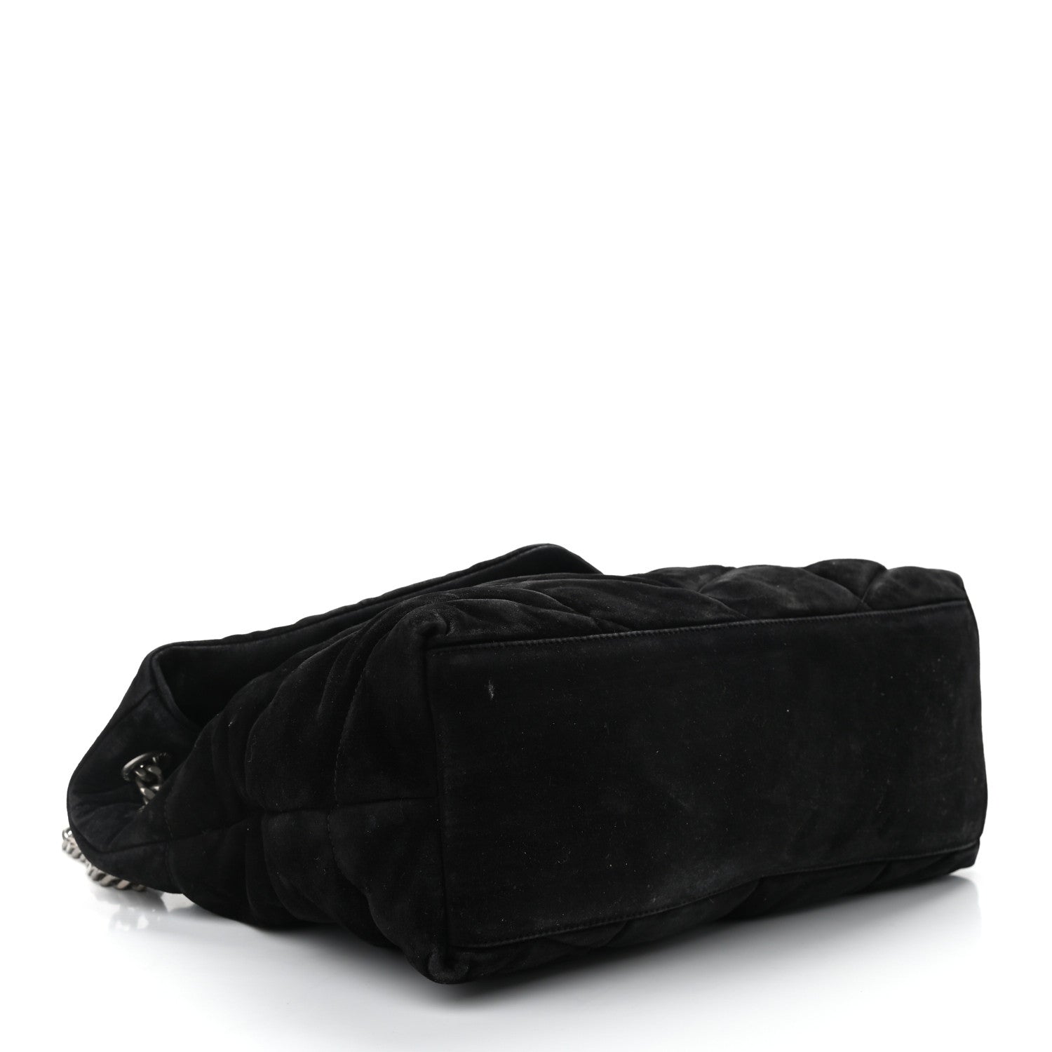 Saint Laurent Suede Quilted Medium Loulou Puffer Monogram Chain Satchel Black 4 of 12
