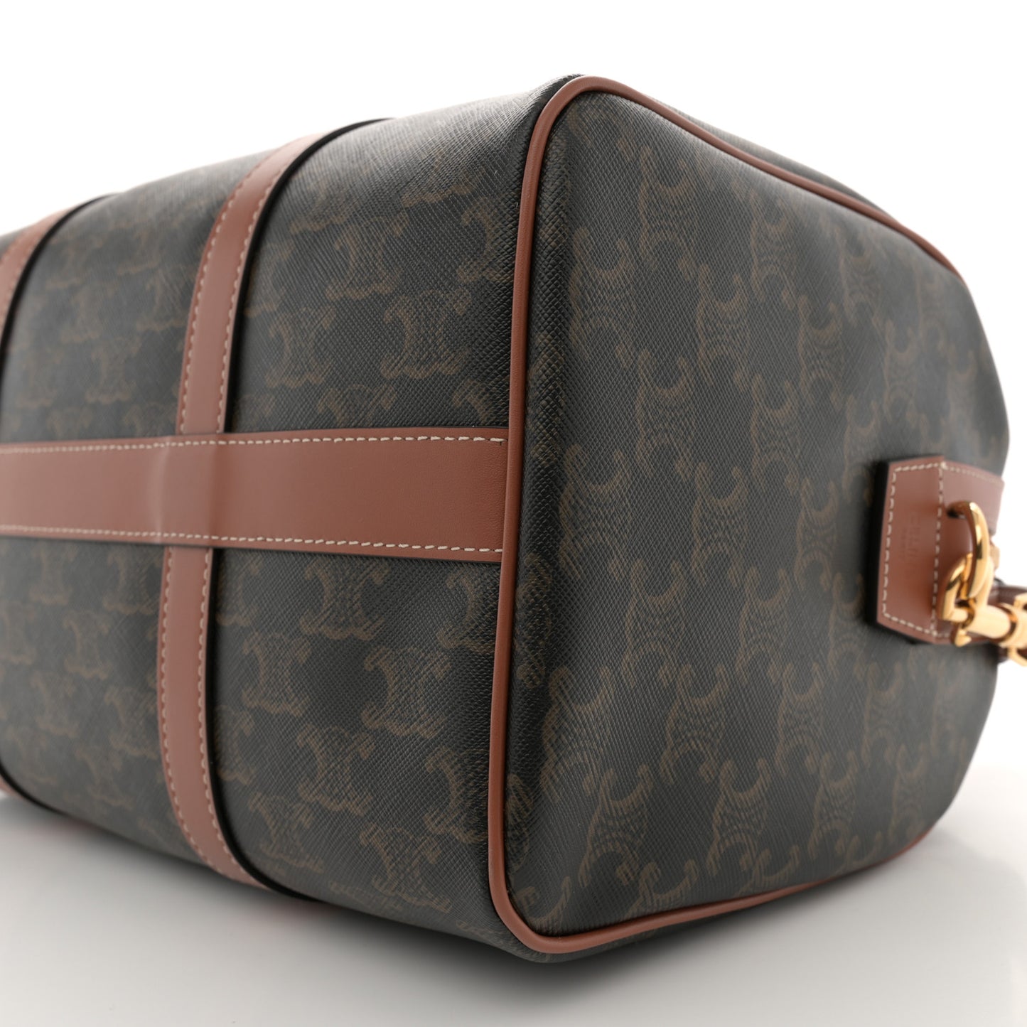 Triomphe Canvas Calfskin Large Boston Bag Tan