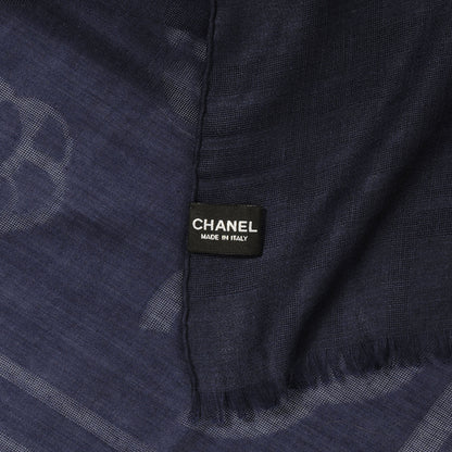 Chanel Cashmere Silk CC Camellia Fringe Scarf 4 of 5