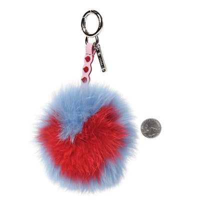 Fendi Fox Fur Vitello Dolce Heart Studded Pom Pom Bag Charm Nebula Rosso 2 of 5