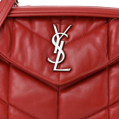 Saint Laurent Lambskin Quilted Small Loulou Puffer Monogram Chain Satchel Red 8 of 12