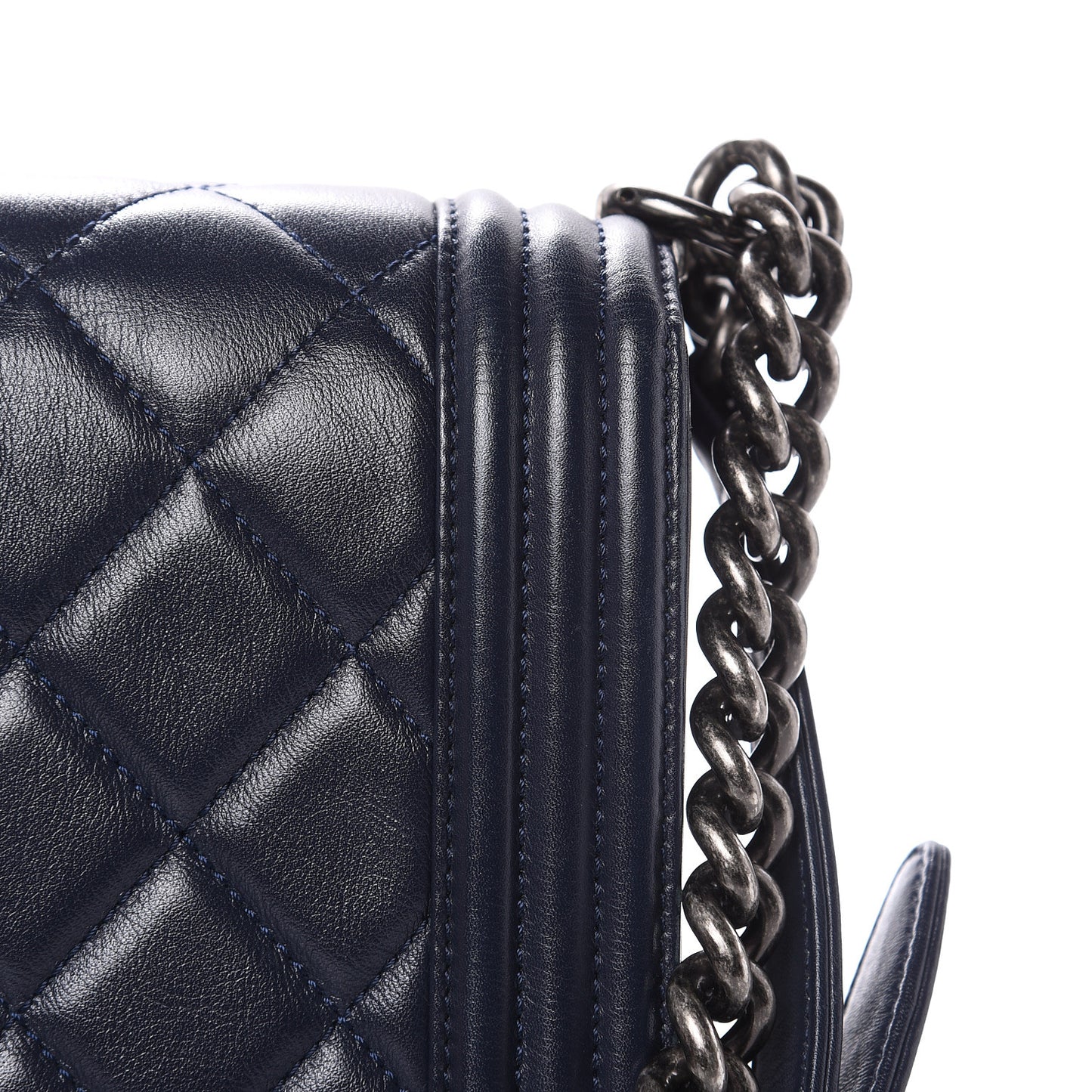 Calfskin Quilted New Medium Boy Flap Dark Navy Blue