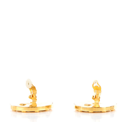 Chanel Suede Large CC Studded Clip On Earrings Black Gold 3 of 7