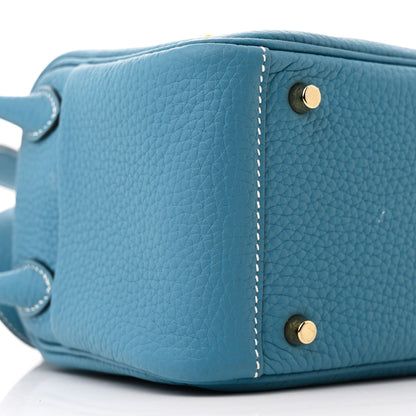 Hermes Taurillon Clemence Mini Lindy 20 Bleu Jean 9 of 10