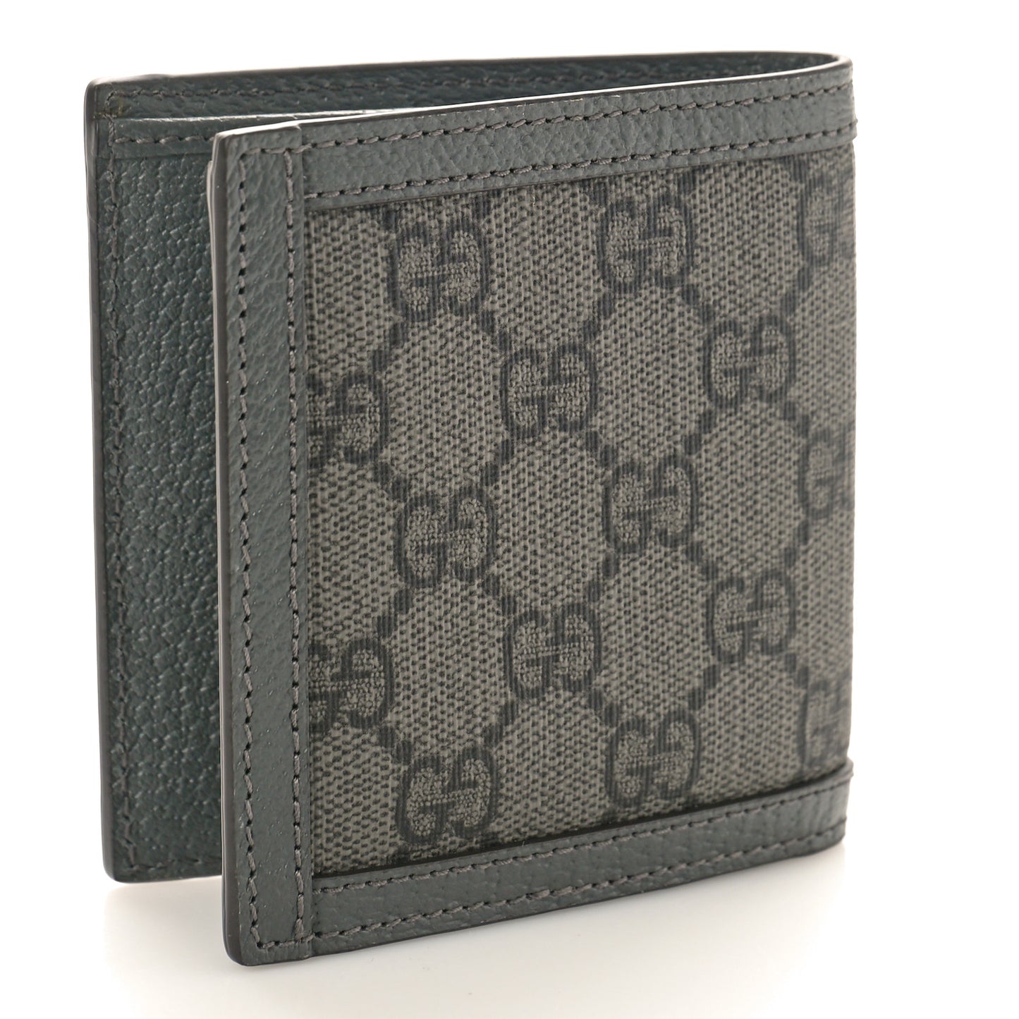 GG Supreme Monogram Calfskin Ophidia Bi-Fold Wallet Grey