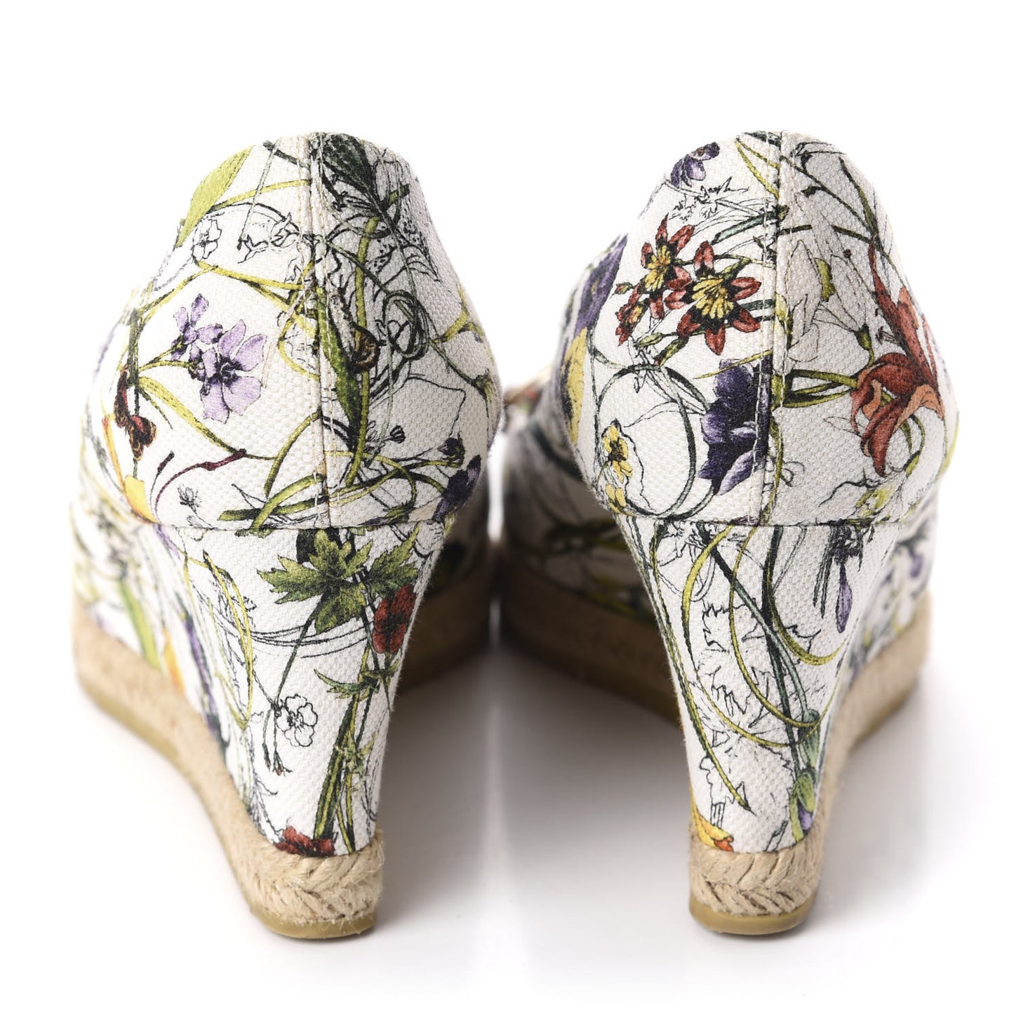 Canvas Flora Infinity Horsebit Peep Toe Wedges 40 White Multicolor Acero
