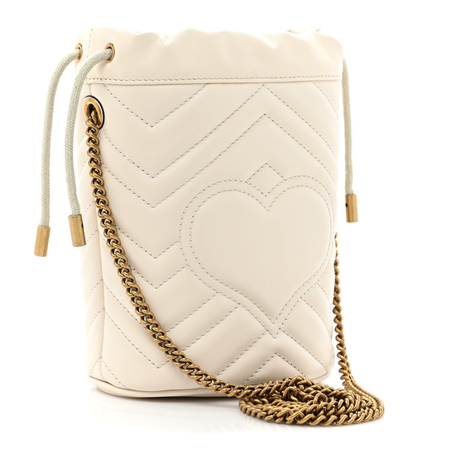 Gucci Calfskin Matelasse Mini GG Marmont 2.0 Bucket Bag White 3 of 10