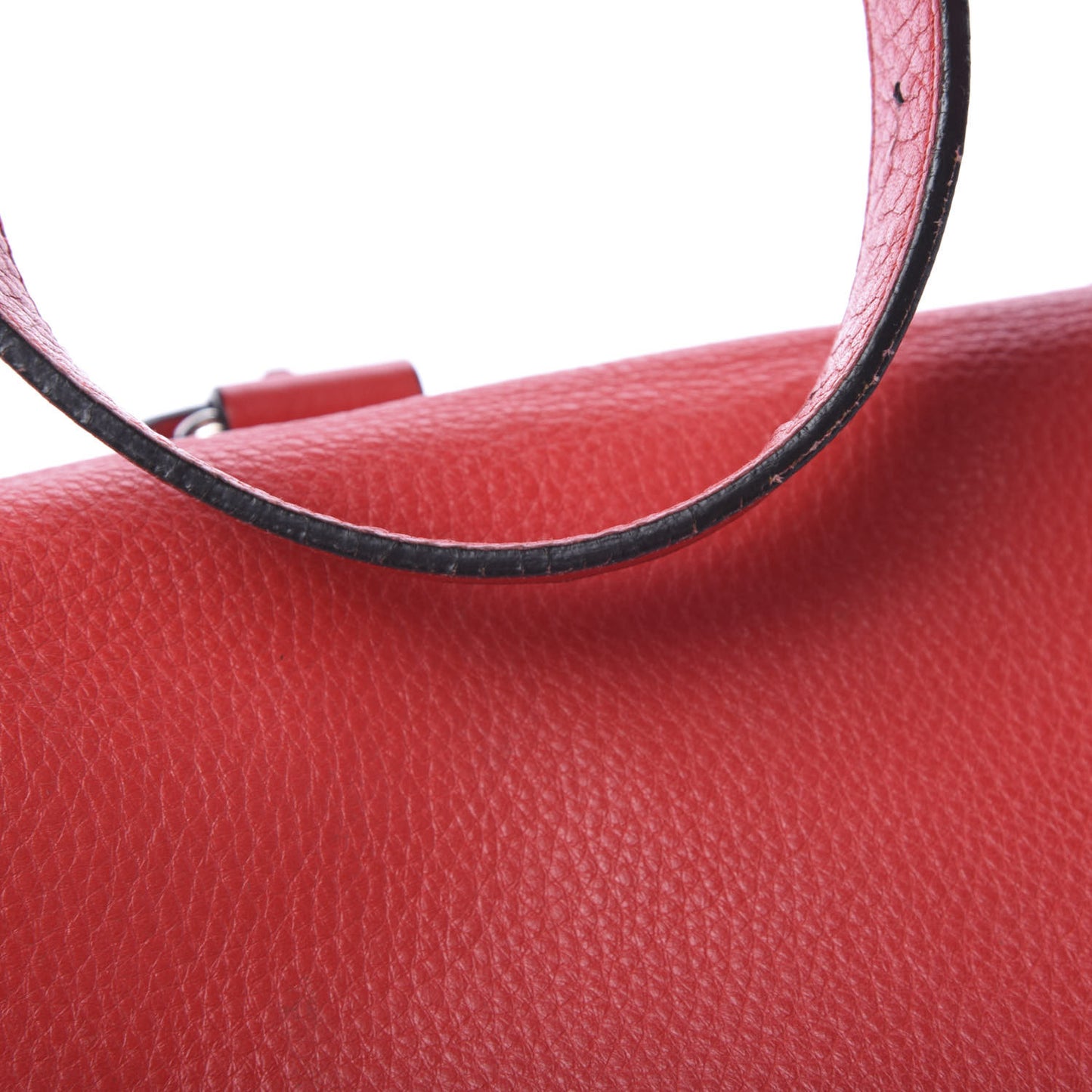 Waxy Grained Calfskin Mini Pandora Pure Flap Bag Medium Red