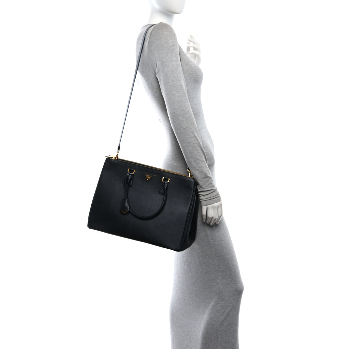 Prada Saffiano Lux Large Galleria Double Zip Tote Black 2 of 10