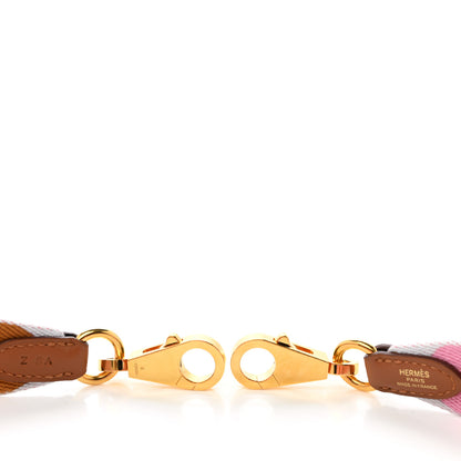 Hermes Toile Swift 25mm Sangle Flipperball Shoulder Strap Bleu Brume Pink Gold 5 of 6