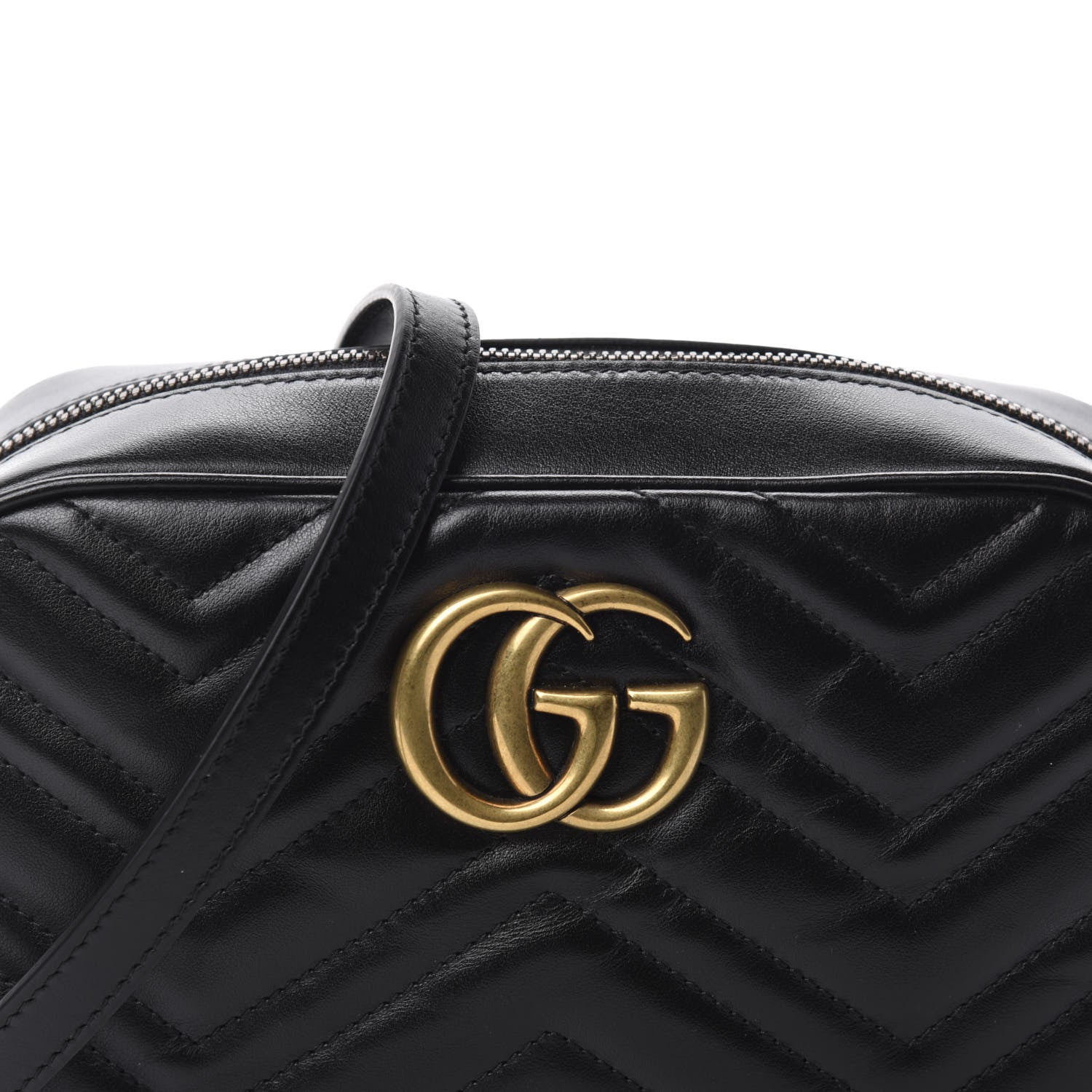Gucci Calfskin Matelasse Small GG Marmont Chain Shoulder Bag Black 10 of 10