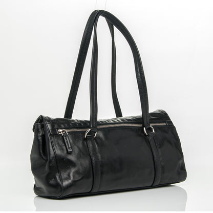 Prada Royal Calf Easy Foldover Pushlock Satchel Black 3 of 8