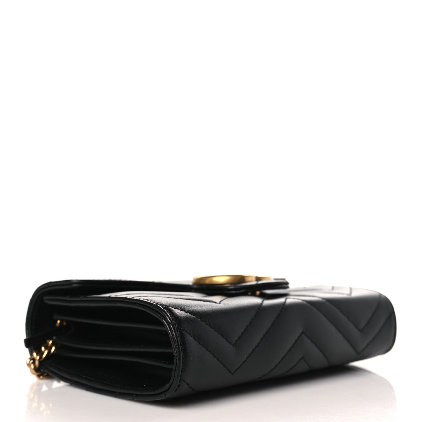 Calfskin Matelasse GG Marmont Chain Wallet Black