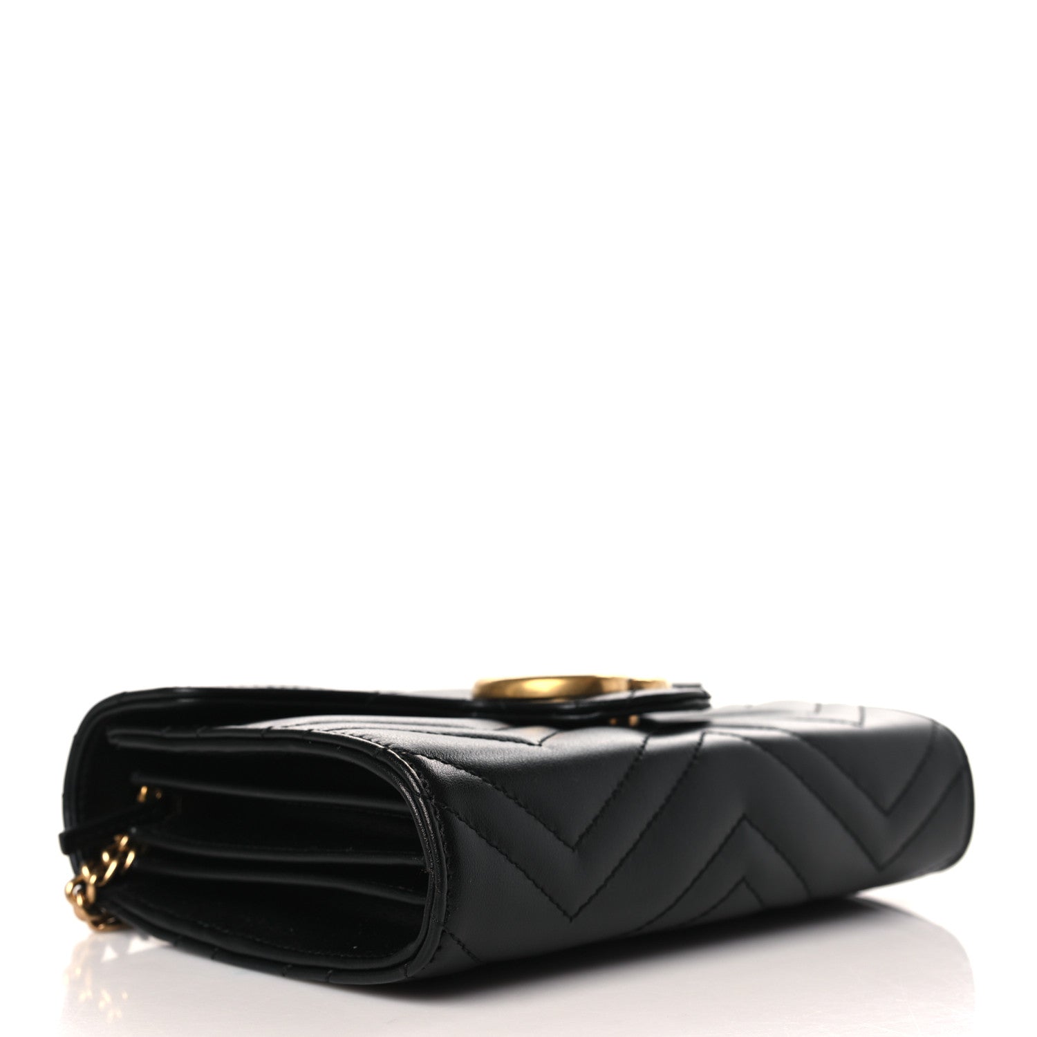 Gucci Calfskin Matelasse GG Marmont Chain Wallet Black 4 of 10