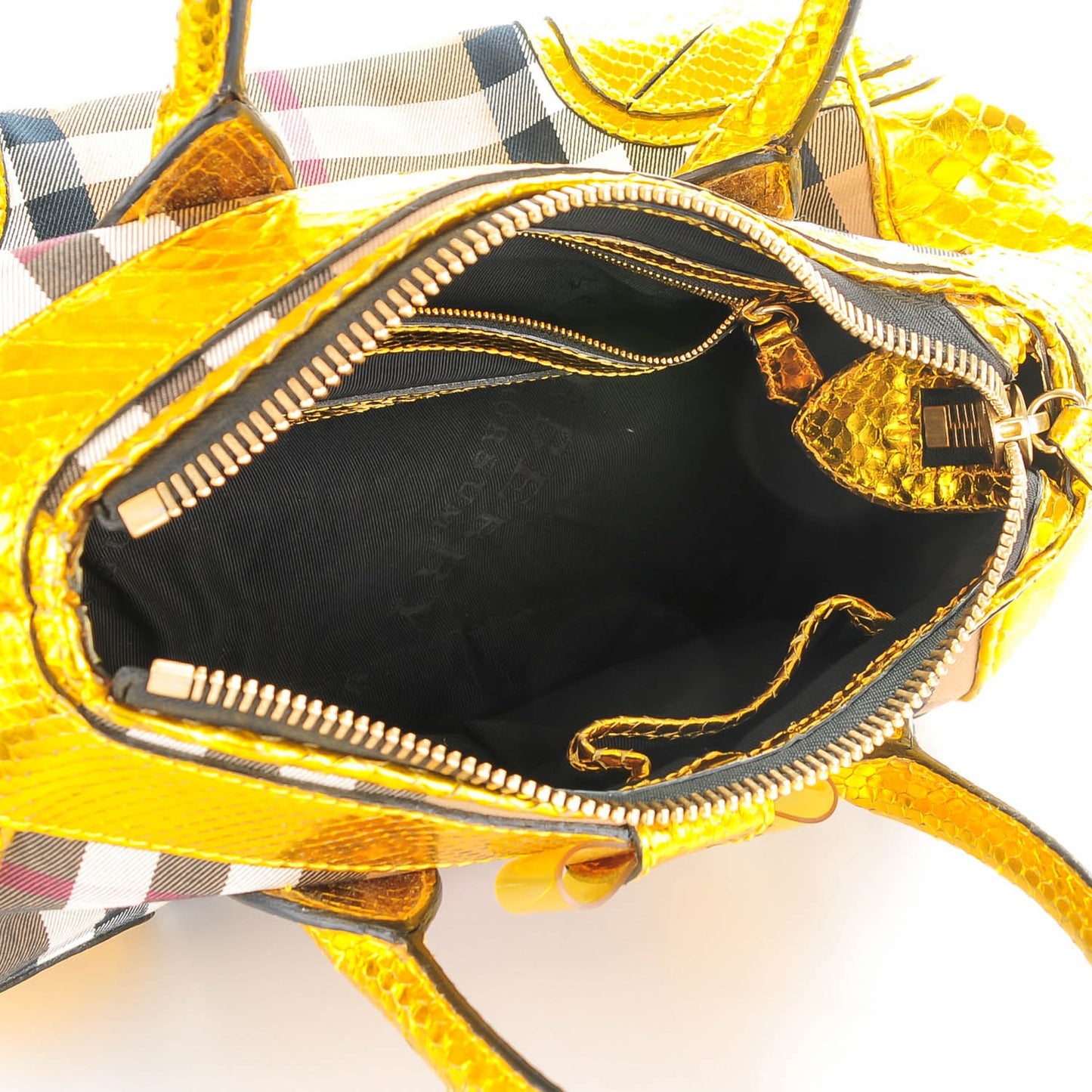 Prorsum House Check Python Medium Blaze Satchel Gold Metallic