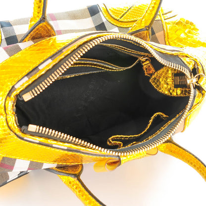 Burberry Prorsum House Check Python Medium Blaze Satchel Gold Metallic 5 of 12