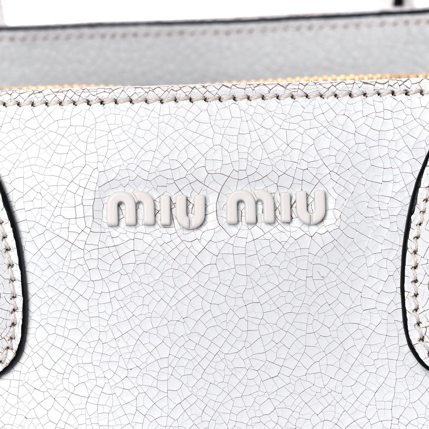 Calfskin Craquele Shopping Bag White