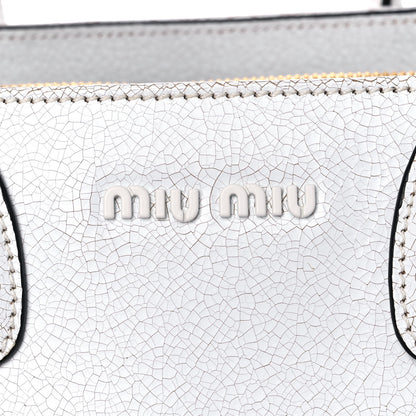 Miu Miu Calfskin Craquele Shopping Bag White 9 of 16