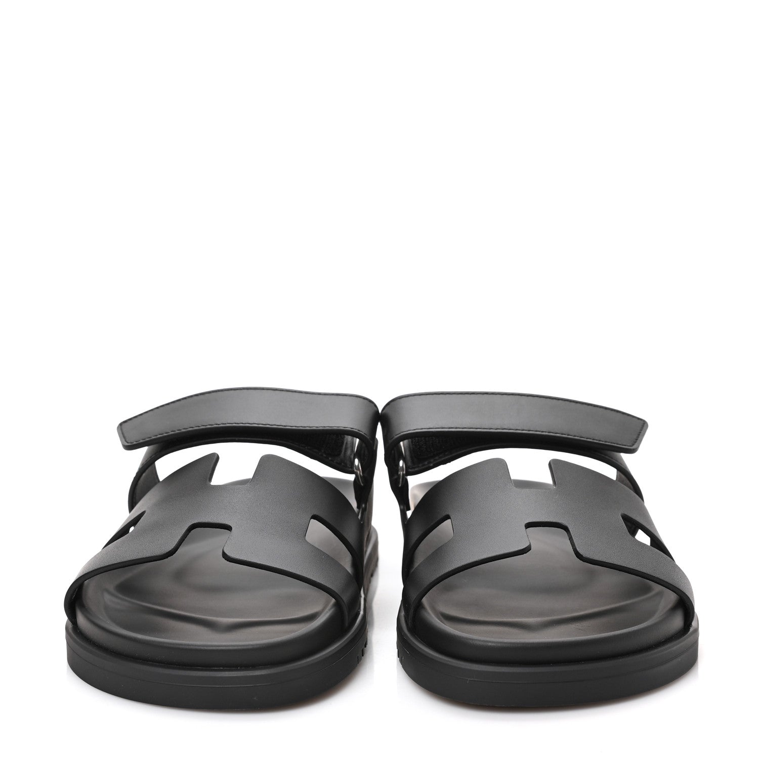 Hermes Calfskin Womens Chypre Sandals 36.5 Black 2 of 10