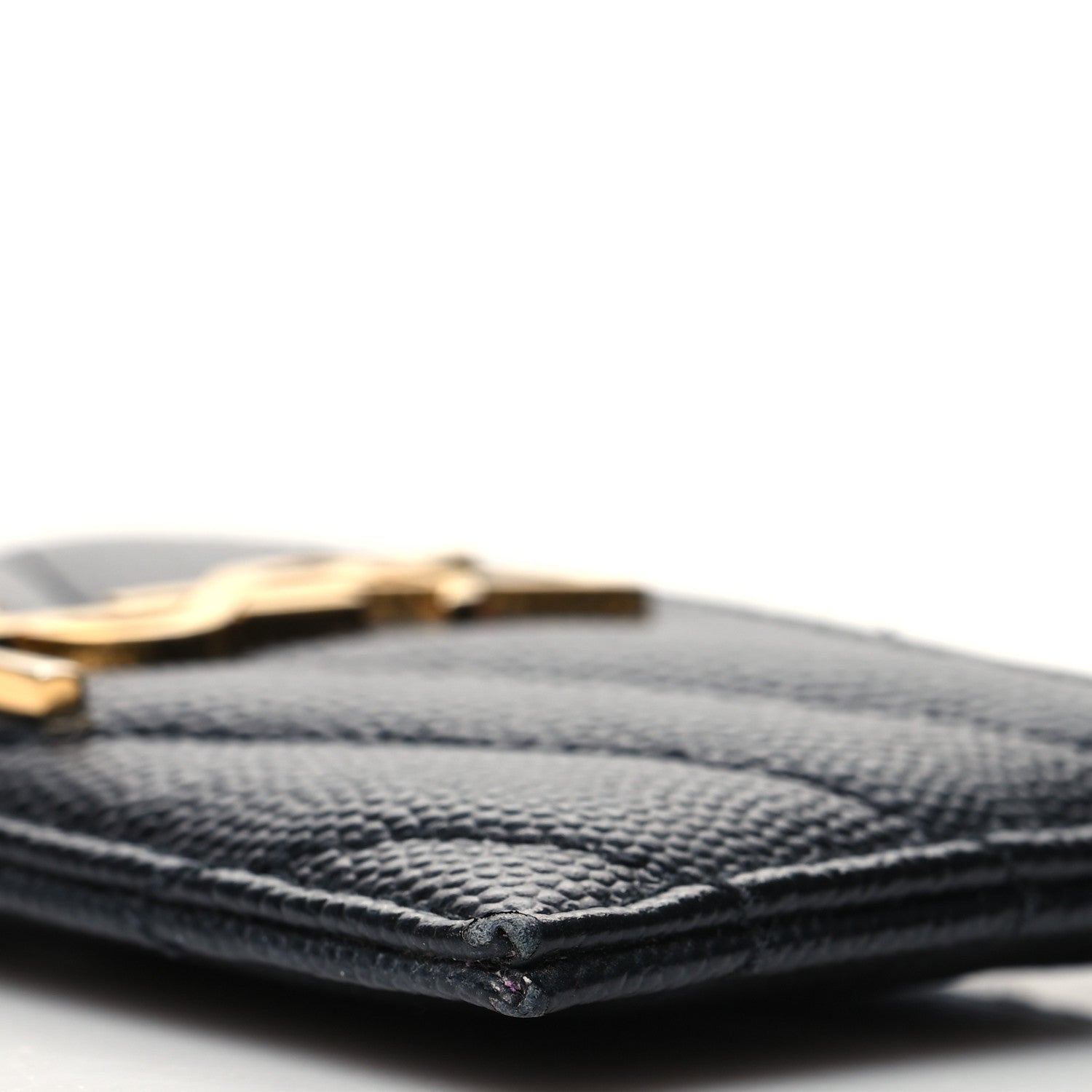 Saint Laurent Grain De Poudre Matelasse Chevron Monogram Credit Card Case Black 10 of 10