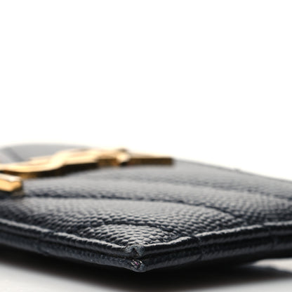 Saint Laurent Grain De Poudre Matelasse Chevron Monogram Credit Card Case Black 10 of 10
