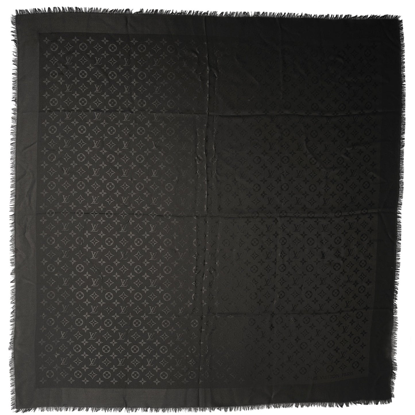 Silk Wool Monogram Shawl Black