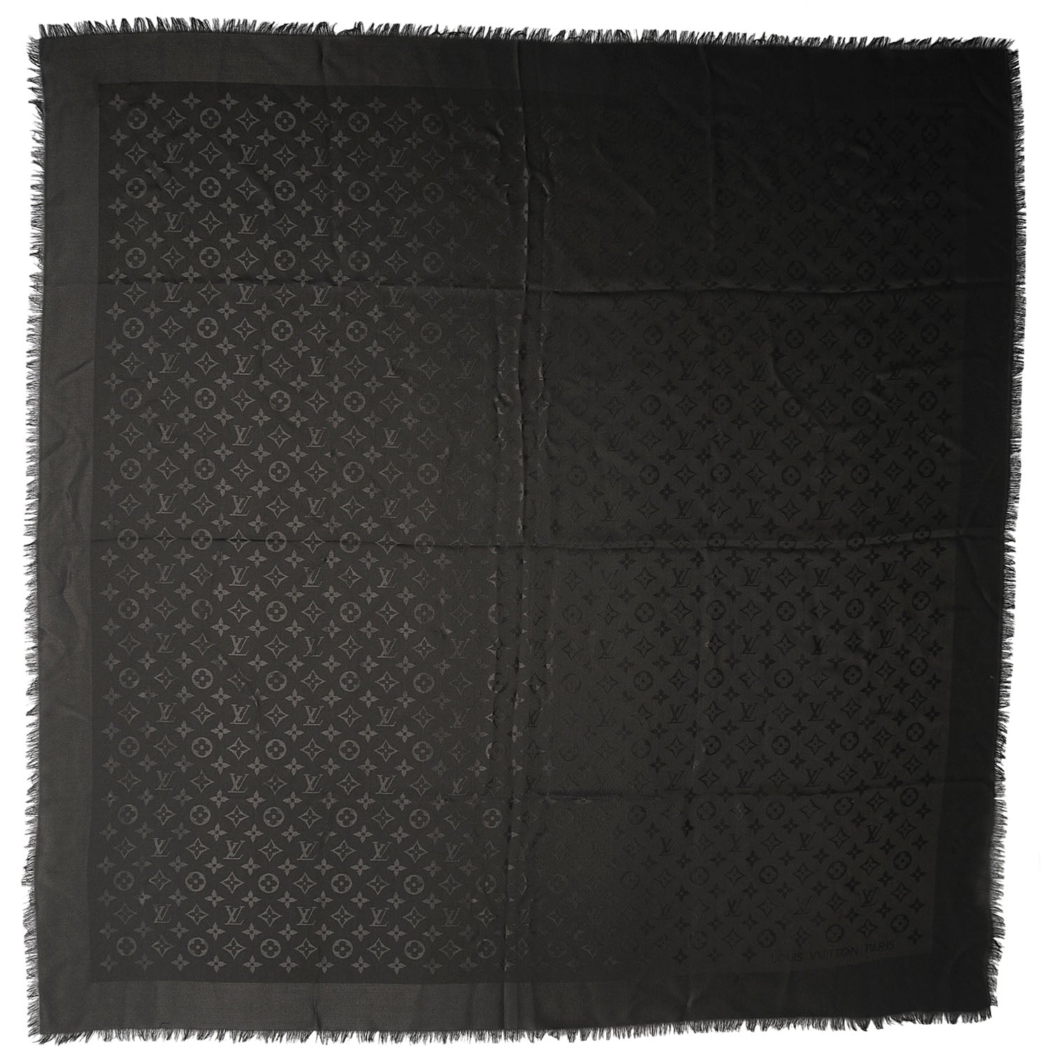 Louis Vuitton Silk Wool Monogram Shawl Black 4 of 6
