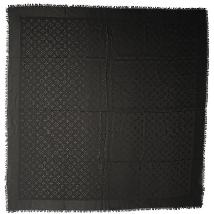Louis Vuitton Silk Wool Monogram Shawl Black 4 of 6